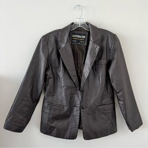Genuine Leather Dark Brown Blazer Style Boxy Leather Jacket Size Small